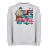 Heather Grey life happens coffee  helps Heavyweight Sweatshirt - AdoDesignShop