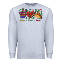 Heather Grey Peace Love Tacos Premium Sweatshirt - BundleAndBundleShop