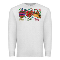 Oatmeal Heather Peace Love Tacos Premium Sweatshirt - BundleAndBundleShop