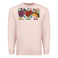 Pale Pink Peace Love Tacos Premium Sweatshirt - BundleAndBundleShop
