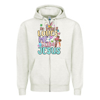 Oatmeal Heather no bunny loves me like jesus Zipper Hoodie - MaliasSmallBusiness