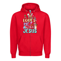 Red no bunny loves me like jesus Zipper Hoodie - MaliasSmallBusiness