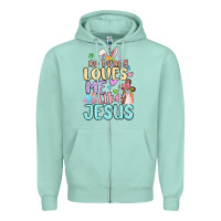 Seafoam no bunny loves me like jesus Zipper Hoodie - MaliasSmallBusiness