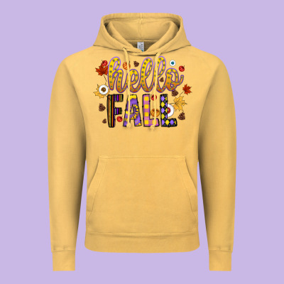 Hello Fall Vintage Hoodie Designed By Cowhidedigitalart
