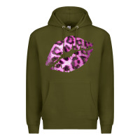 Army Green Pink Leopard Lips Premium Hoodie - Bettercallsaul