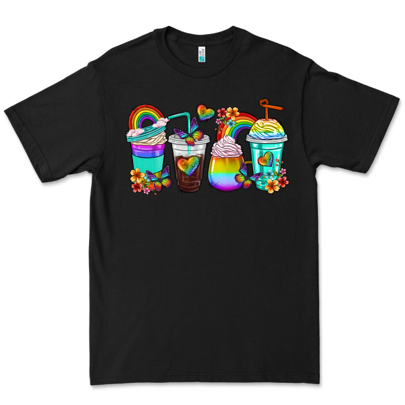 Rainbow Coffee Cups Premium Tee by texasbilliewilder | Teevron