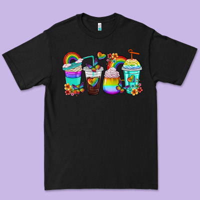 Premium Tee rainbow coffee cups