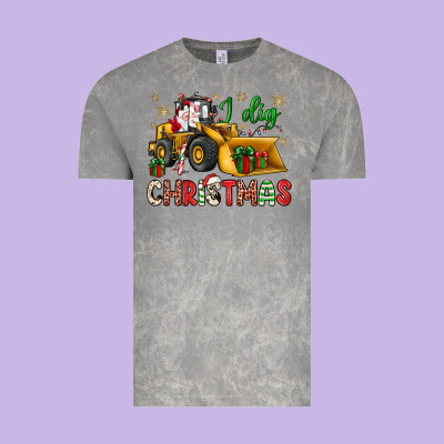 I Dig Christmas Bulldozer Santa Vintage Tee Designed By Jahusdesignshop