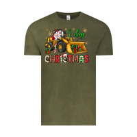 Vintage Olive i dig Christmas bulldozer santa Vintage Tee - JahusDesignShop