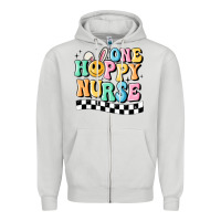 Dove Grey one happy nurse Zipper Hoodie - MaliasSmallBusiness