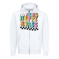 White one happy nurse Zipper Hoodie - MaliasSmallBusiness