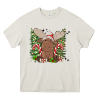 Cream christmas reindeer Heavy Core Tee - MaliasSmallBusiness