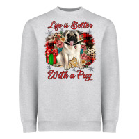 Heather Grey Christmas life is better with a pug Heavyweight Sweatshirt - JahusDesignShop