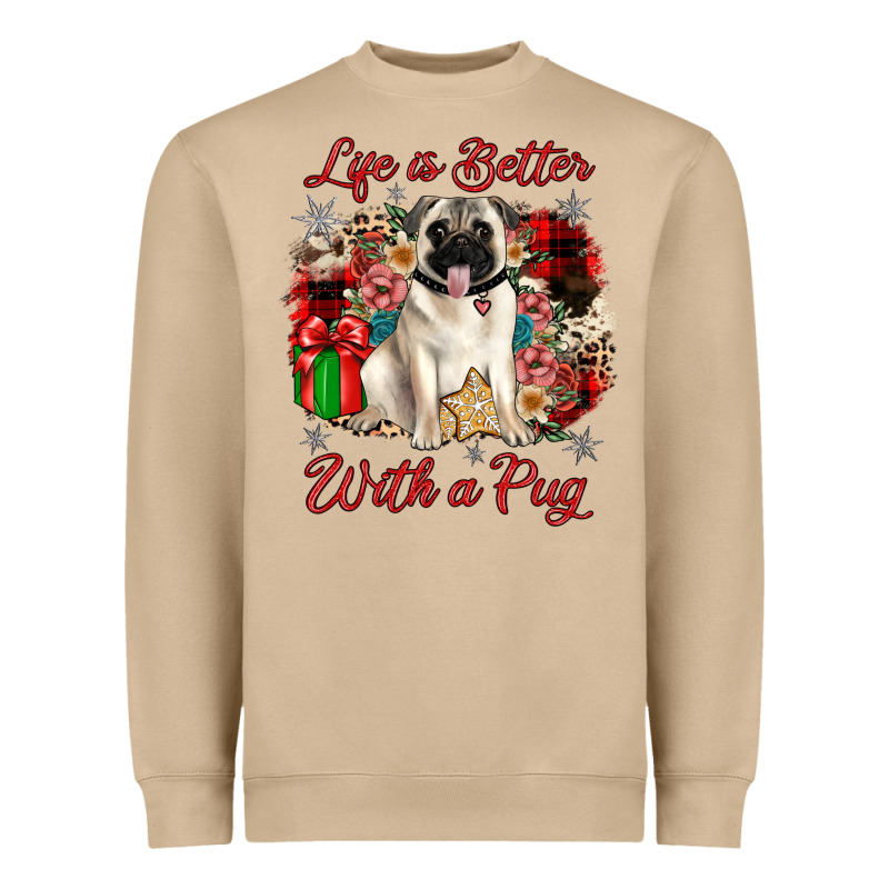 Christmas Life Is Better With A Pug Heavyweight Sweatshirt by JahusDesignShop | Teevron