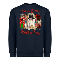 Navy Christmas life is better with a pug Heavyweight Sweatshirt - JahusDesignShop