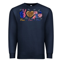 Navy Peace Love Cheer Premium Sweatshirt - BundleAndBundleShop