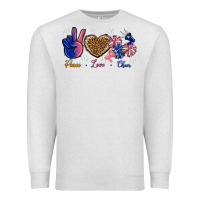 Oatmeal Heather Peace Love Cheer Premium Sweatshirt - BundleAndBundleShop