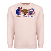 Pale Pink Peace Love Cheer Premium Sweatshirt - BundleAndBundleShop
