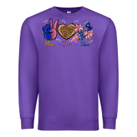 Purple Peace Love Cheer Premium Sweatshirt - BundleAndBundleShop