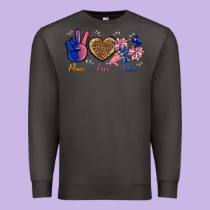 Peace Love Cheer Premium Sweatshirt Designed By Bundleandbundleshop