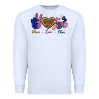 White Peace Love Cheer Premium Sweatshirt - BundleAndBundleShop