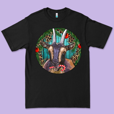 Dark Goat Christmas Premium Tee Designed By Ranaportraitstore