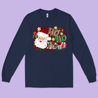 Ho Ho Ho Santa Long Sleeve Tee Designed By Adodesignshop