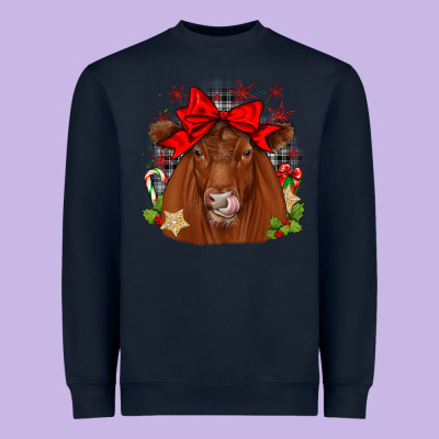 Christmas Red Angus Heavyweight Sweatshirt Designed By Jahusdesignshop