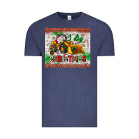 Vintage Denim i dig christmas bulldozer santa Vintage Tee - JahusDesignShop