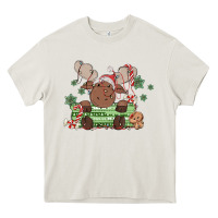 Cream christmas reindeer Heavy Core Tee - MaliasSmallBusiness