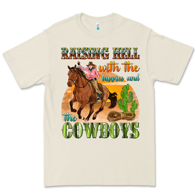 Raising Hell With The Hippies And The Cowboys Premium Tee by texasbilliewilder | Teevron