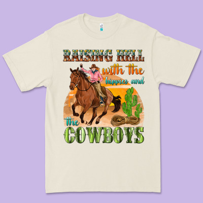 Premium Tee raising hell with the hippies and the cowboys
