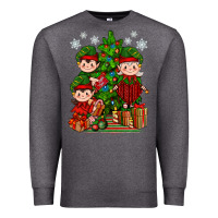 Charcoal Heather Mimi Elf, Mama Elf, Child Elf Christmas Premium Sweatshirt - BundleAndBundleShop