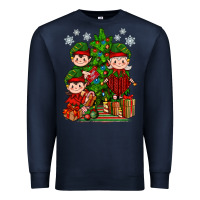 Navy Mimi Elf, Mama Elf, Child Elf Christmas Premium Sweatshirt - BundleAndBundleShop