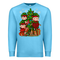 Ocean Blue Mimi Elf, Mama Elf, Child Elf Christmas Premium Sweatshirt - BundleAndBundleShop
