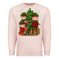 Pale Pink Mimi Elf, Mama Elf, Child Elf Christmas Premium Sweatshirt - BundleAndBundleShop