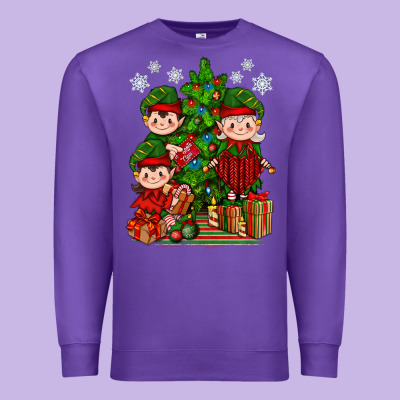 Mimi Elf, Mama Elf, Child Elf Christmas Premium Sweatshirt Designed By Bundleandbundleshop