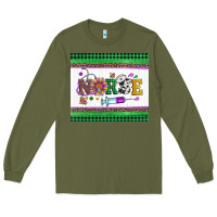 Army Green mardi gras nurse Long Sleeve Tee - Artiststas