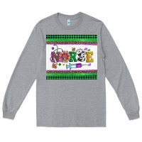 Heather Grey mardi gras nurse Long Sleeve Tee - Artiststas