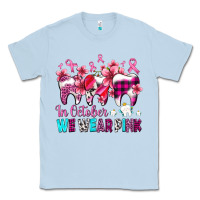 Dusty Blue in october we wear pink cancer ribbon with teeth Classic Tee - AdoDesignShop