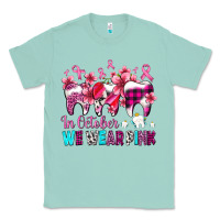 Seafoam in october we wear pink cancer ribbon with teeth Classic Tee - AdoDesignShop