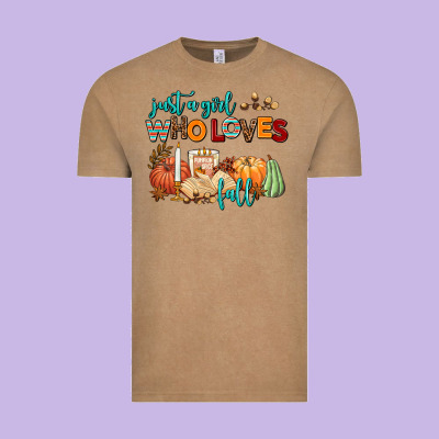 Just A Girl Who Loves Fall Vintage Tee Designed By Adodesignshop