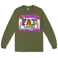 Fat Tuesday Fleur De Lis And Mardi Gras Beads Long Sleeve Tee | Teevron