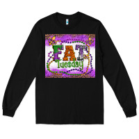 Black fat tuesday fleur de lis and mardi gras beads Long Sleeve Tee - Artiststas