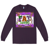 Plum fat tuesday fleur de lis and mardi gras beads Long Sleeve Tee - Artiststas