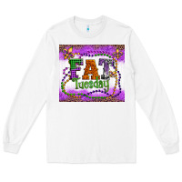White fat tuesday fleur de lis and mardi gras beads Long Sleeve Tee - Artiststas