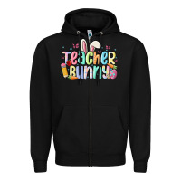 Black teacher bunny Zipper Hoodie - MaliasSmallBusiness