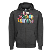 Charcoal Heather teacher bunny Zipper Hoodie - MaliasSmallBusiness