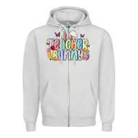 Dove Grey teacher bunny Zipper Hoodie - MaliasSmallBusiness