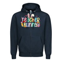 Navy teacher bunny Zipper Hoodie - MaliasSmallBusiness